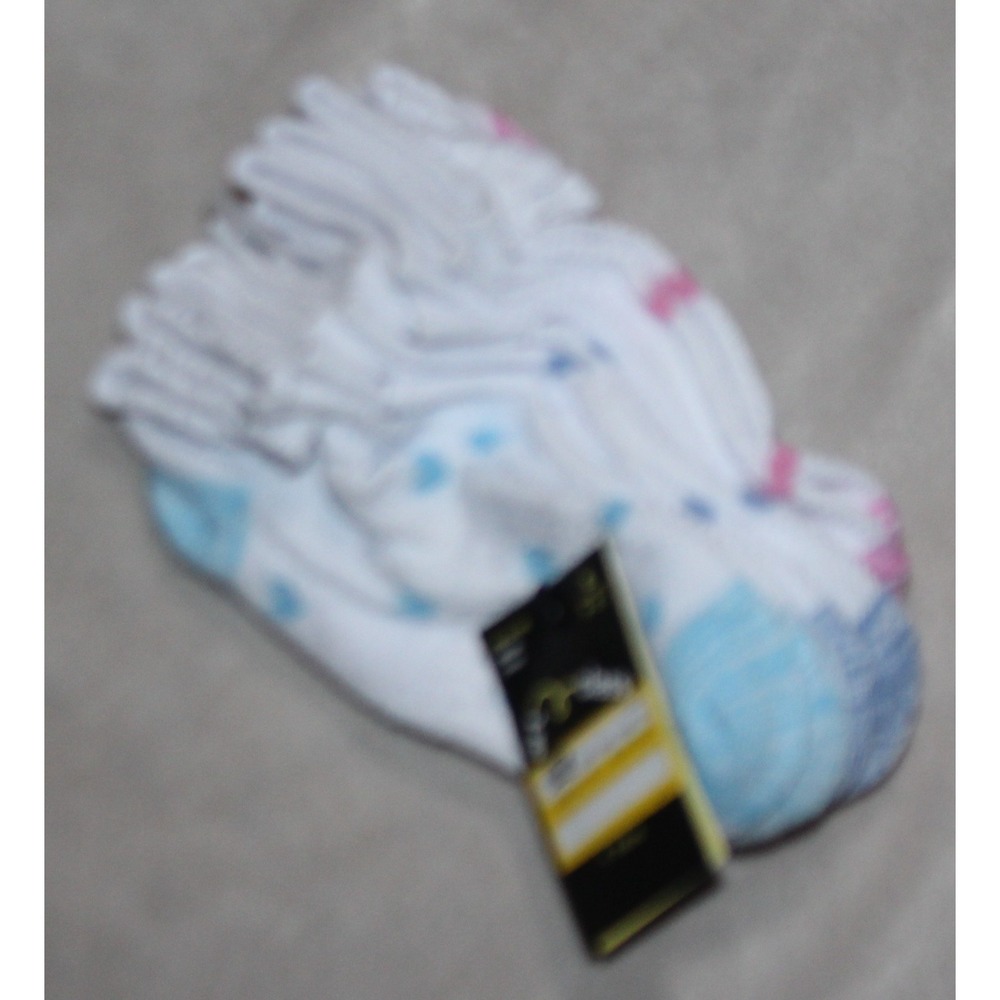 Little Girl's No Show Socks With Small Heart Print Size M 9-2 1/2 ,6 pairs